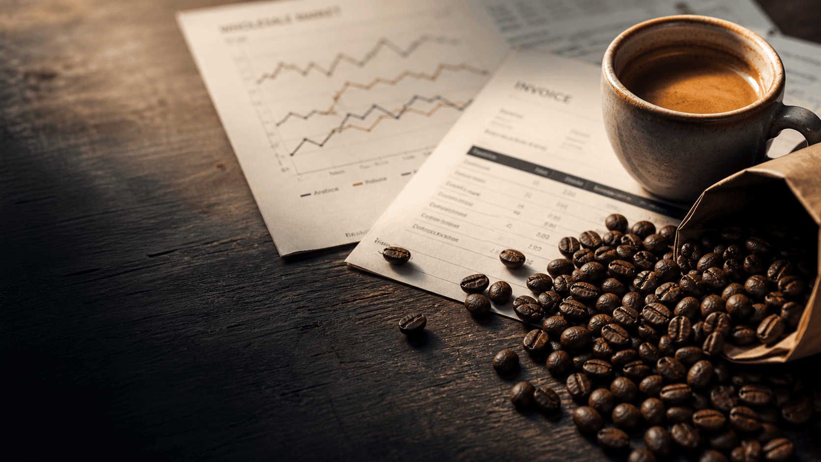 Coffee beans and cups for a hospitality market brief